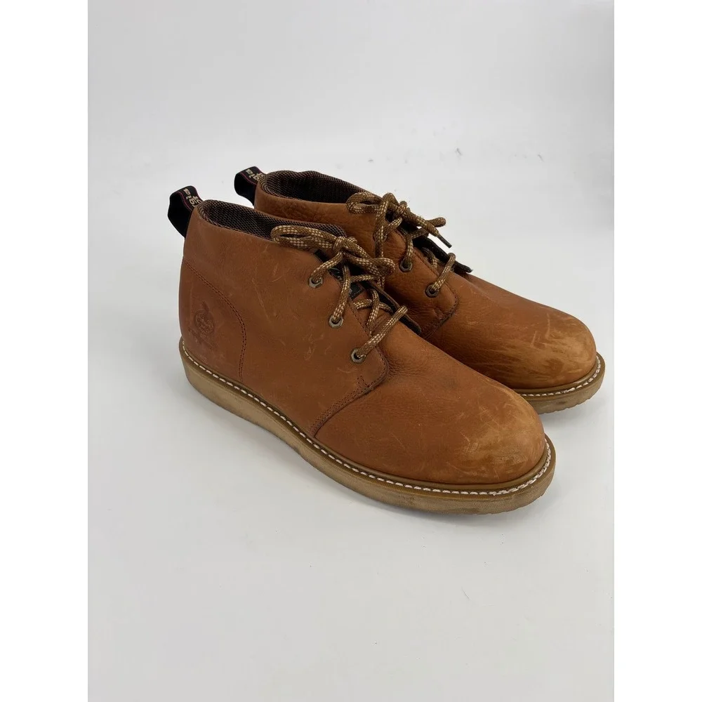 Georgia Boot GB1222 Mens 5 inch Chukka Wedge Brown Leather Work Boots Size 14 W